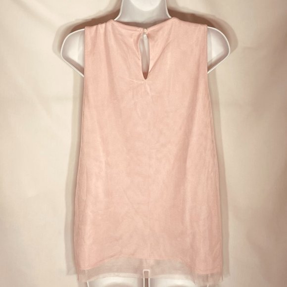 White House Black Market Pink and Red embroidered sleeveless top Medium - Picture 3 of 6